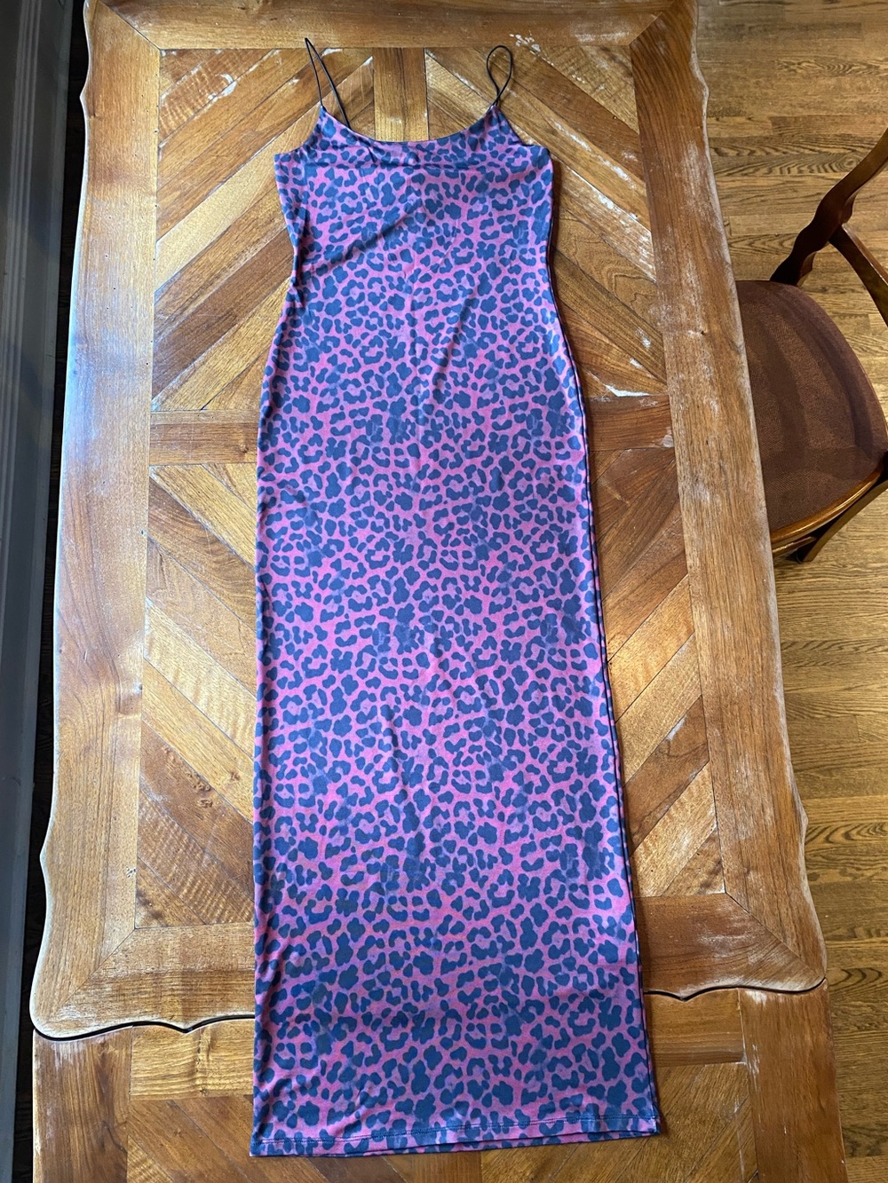 Spaghetti Strap Maxi Dress Red Cheetah Leopard Print Bodycon Size S Mobwife
